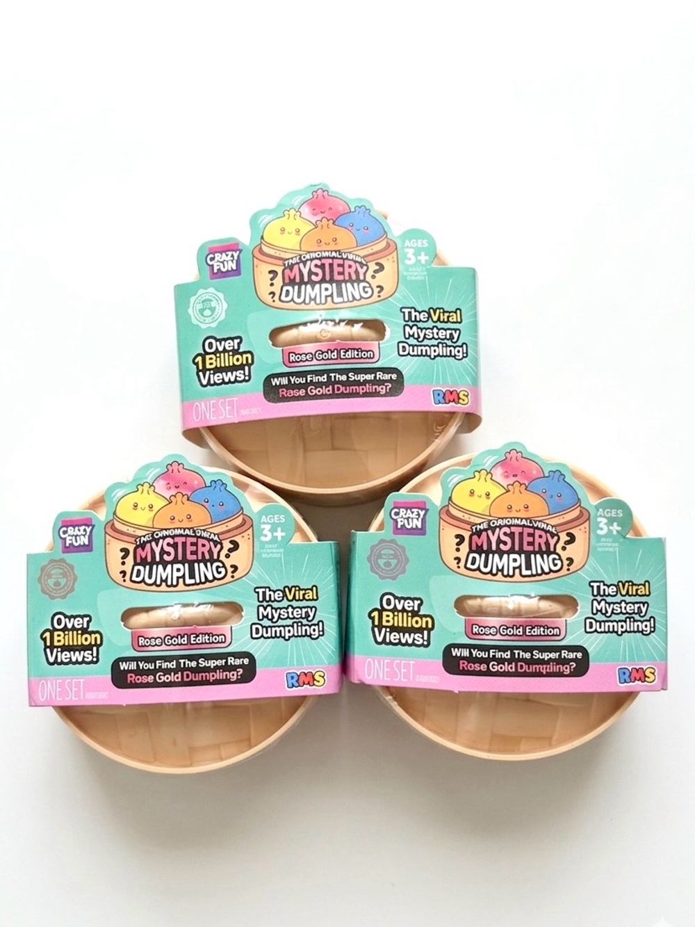 3 Mini dumpling bundle NEW Authentic RMS dumplings Squishy Fidget Toy Rose Gold